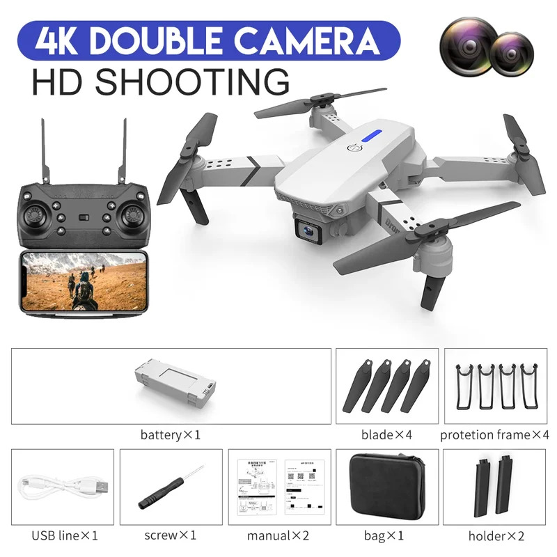 E88 probigent dobrável drone s - Drone Camera Mount avaliação e preço
